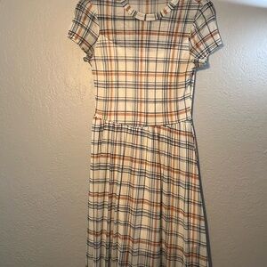 As U Wish Plaid Maxi Dress - Blue and Orange Striped SZ M Short Sleeve Tee Lace